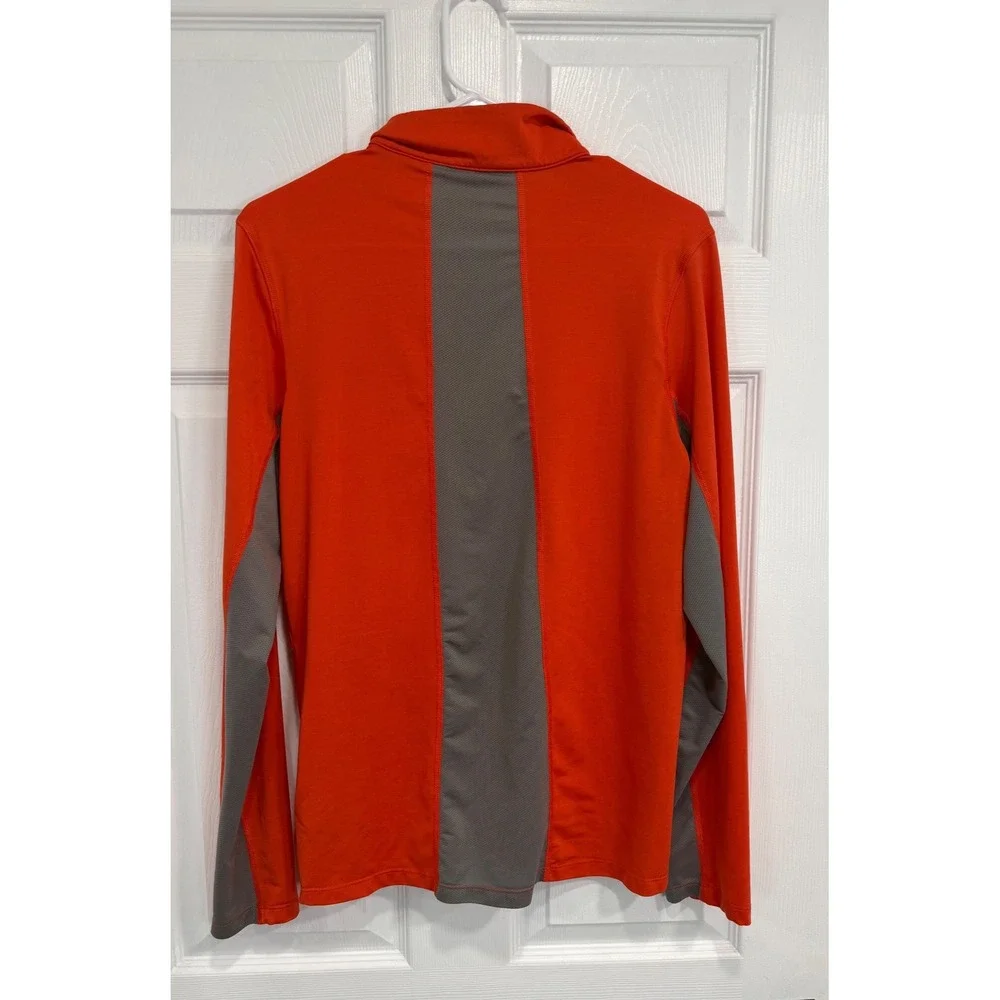 The North Face Mens Quarter Zip Pullover Orange Grey Mesh Panel Small 0124
